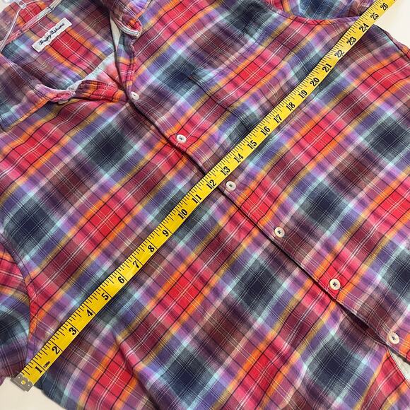 Tommy Bahama Double Faced Button Shirt Mens XL Red Blue Plaid Cotton Western - Picture 7 of 8